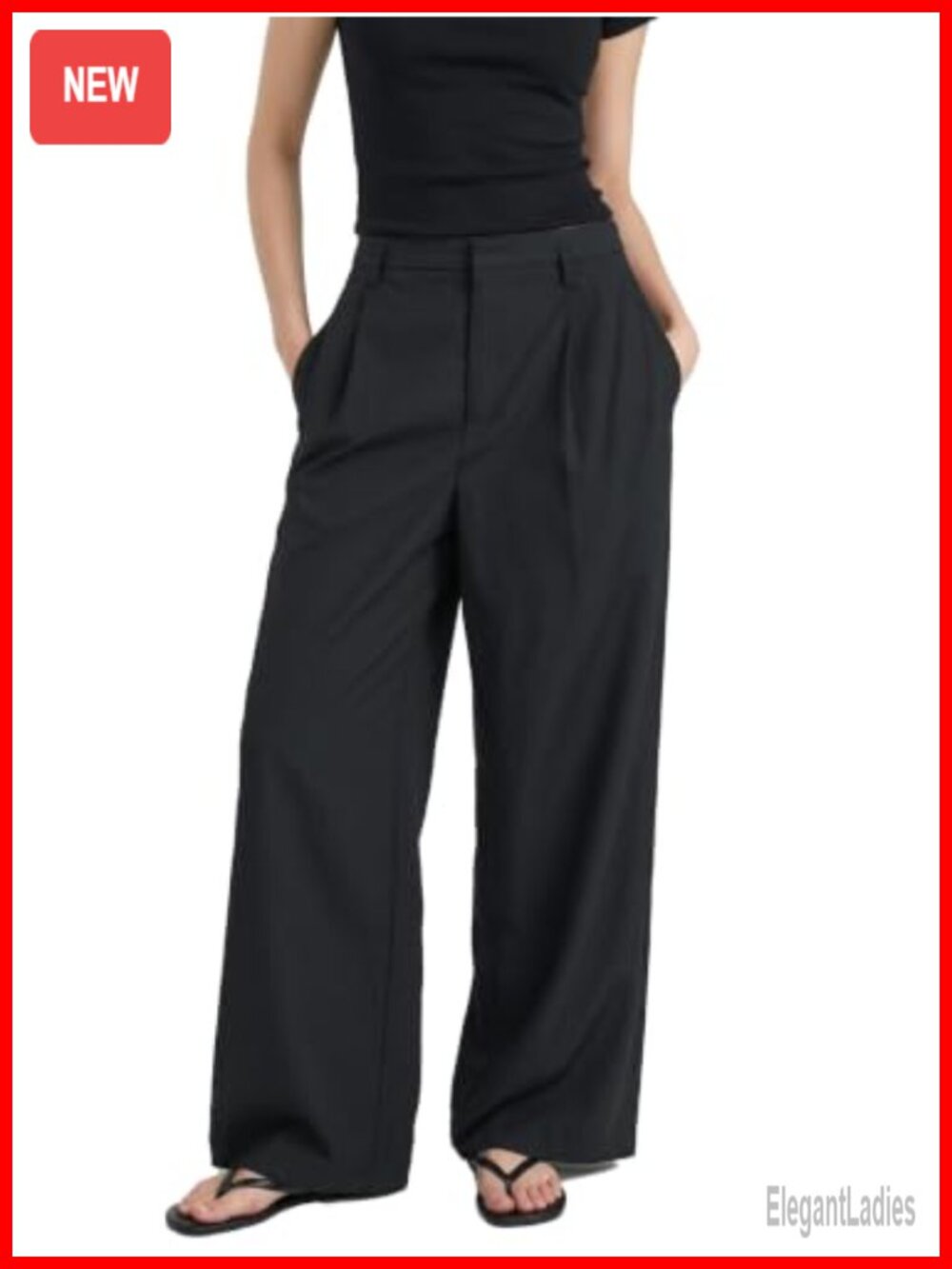 Pleated Wide Leg Trousers Business Casual Work Pants